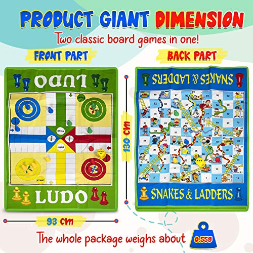 Giant Ludo and Giant Snakes & Ladders Game Traditional Classic Family Board Game 