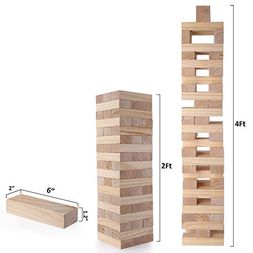 54PC GIANT TUMBLING TOWER WOODEN BLOCKS BUILDING GAME FUN KIDS FAMILY ACTIVITY 