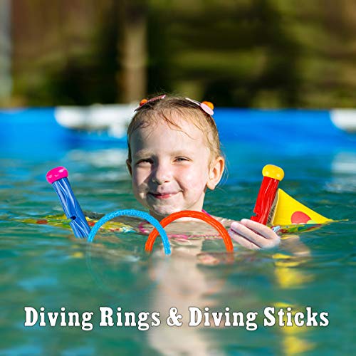 4 Diving Rings Children Kids Pool Toys Swimming Pool Set of 6 Dive Sticks 