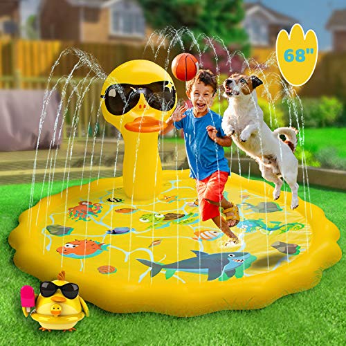 Inflatable Outside Water Toy Sprinkler Pad Kids Children 68" Splash Play Mat 